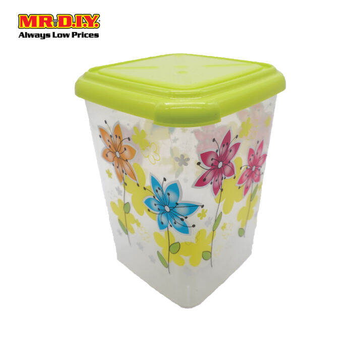 MR.DIY Flowers Design Plastic Tall Square Food Container (10cm