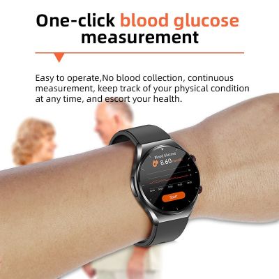 SACOSDING นาฬิกาอัจฉริยะตรวจวัดระดับน้ำตาลในเลือดหัวใจสมาร์ทวอท์ชผู้ชาย ECG + PPG HRV ตรวจวัดความดันโลหิตอุณหภูมิร่างกาย