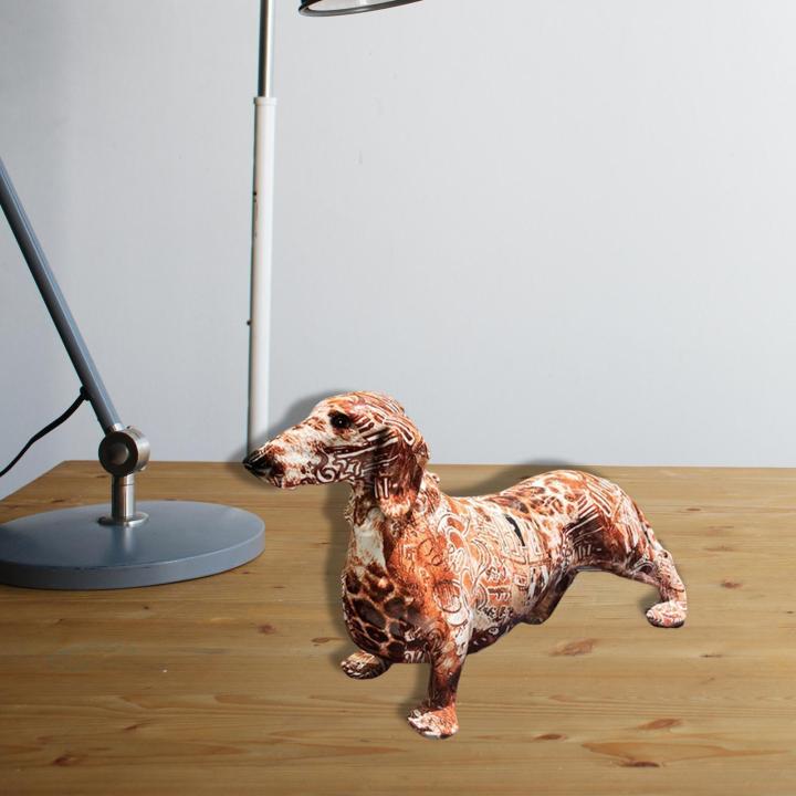 รูปปั้นสุนัขพันธุ์ดัชชุนด์สีสันสดใสเรซิน1-2-3