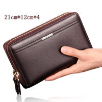 Classic Double Zipper Men Clutch Bags Luxury Mens PU Leather Wallet Male Handbag Long Wallet Purses Solid BlackBrown Clutches