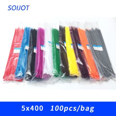 5x400 5x400 Self-Locking Plastic Nylon Wire Cable Zip Ties 100pcs 6 colors Cable Ties Fasten Loop Cable Various specifications