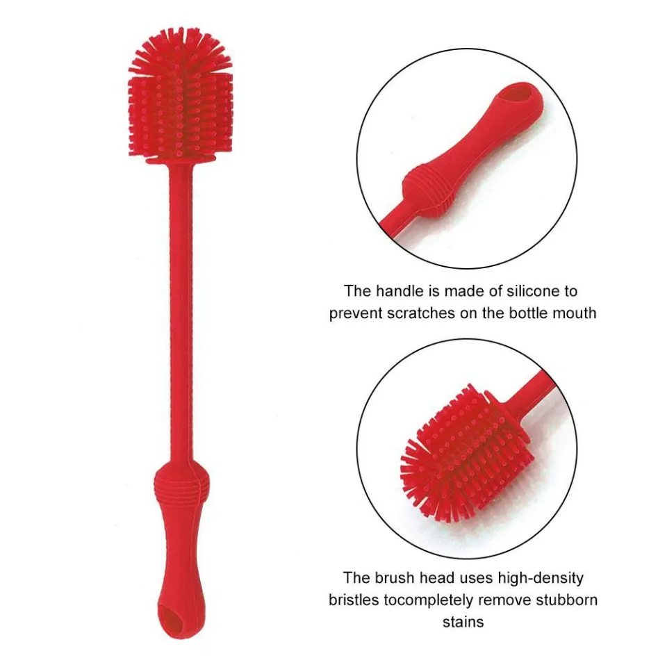 Silicone Bottle Brush, One Brush, 12.5” Bottle Cleaner for Your Hydro  Flask, Vacuum Sports Bottle, Vase and Glassware