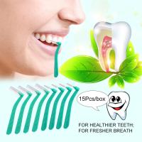 15Pcs/box Teeth Cleaning Toothpick L Shape Push-Pull Interdental Brush Oral Care Teeth Cleaning Brush Orthodontic Toothpick Tooth  Healty U Life