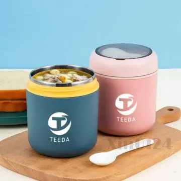 Mini Thermal Lunch Box Food Container With Spoon Stainless Steel