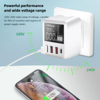 40W USB Wall Charger 4พอร์ตพร้อมจอแสดงผล LED ดิจิตอล QC3.0 PD3.0 USB Fast Charger Adapter สำหรับ