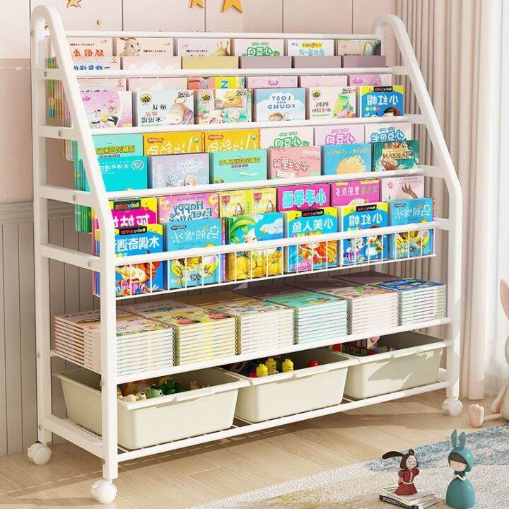 [COD] bookshelf movable picture book rack children's toy storage box