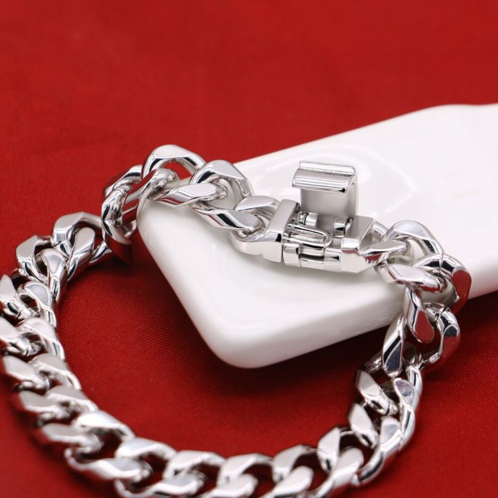 100-925-silver-bracelet-mens-classic-10mm-cuban-chain-hip-hop-rock-style-accessories-fine-jewelry-safety-buckle-with-giftbox