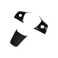 3Pcs Steering Wheel Decor Cover Stickers Interior Carbon Fiber Sticker Car Steering Wheel Frame for Model 3 Model Y