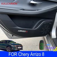 For Chery Arrizo 8 2023 2024 Leather Door Anti Kick Pad Protection Stickers Carbon Fiber Inner Edge Film Car Accessories 4Psc