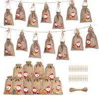 Christmas Gift Bag Countdown Calendar Bag 24 Days Burlap Advent Calendar Candy Gift Drawstring Bag Hangable Countdown Decoration with Clips Rope excellent