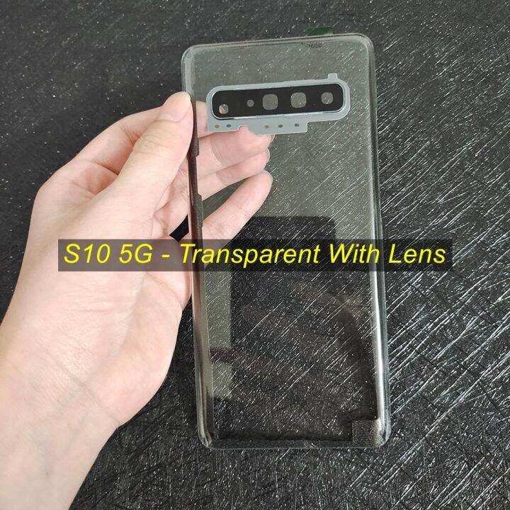 transparent-clear-glass-for-samsung-galaxy-s10-5g-s10-plus-s10e-battery-cover-back-glass-panel-rear-housing-case-replacement-replacement-parts