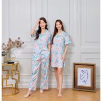 ชุดนอน Muslin pajamas  ชุดนอน  ซาติน Silk Satin ผ้านุ่มลื่น ใส่สบาย ( รุ่น T964,K964)