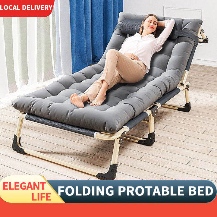 Folding Protable Bed Outdoor Adjustable Family Nap Bed Office Recliner ...