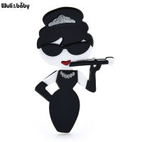 Wuli&amp;baby Acrylic Famous Actor Figure Brooches For Women Holder Lady Party Casual Brooch Pin Gifts