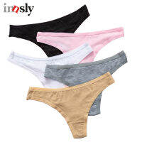 Innsly Womens Sexy Panties Cotton Solid Color Seamless Girls G String Low-Rise T-back