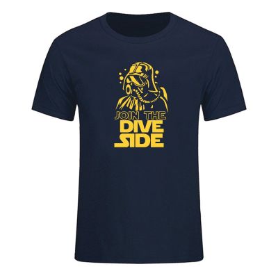 Join The Sides Diving Underwater Dark Printed T-shirts Funny Summer Cotton Short Sleeve Neckline Mens Clothing T Shirts