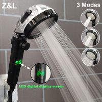 LED Digital Temperature Display Shower Head 3 Modes Water Saving High Pressure Showerhead Eco Shower Bathroom Accessories Showerheads