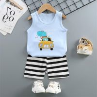 COD SDFGDERGRER Xiaozhima 0-7 Years Toddler Baby Boys Girls Clothes Sets Pattern Tops T-shirt Vest Tee with Shorts Bear Letter Print Clothing Set Casual Homewear Sleeveless Pajama Suit