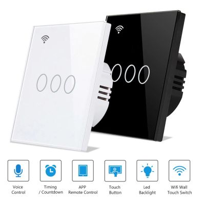 1 2 3 Gang Smart Switch Wifi Wall Touch Tuya Home Smart Light Switch AC110-250V App Rf Remote Control Home Support Alexa Google