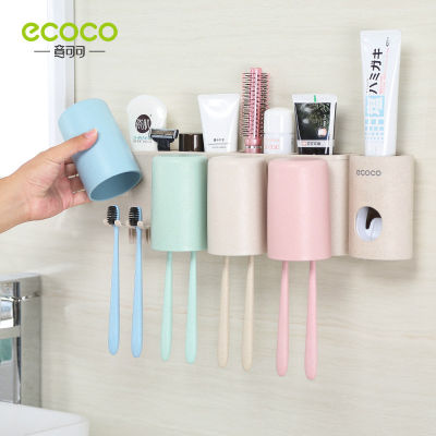 [ จัดส่งด่วน ] ที่ใส่แปรงสีฟันในห้องน้ำยาสีฟันแขวนผนังแบบไม่เจาะรูชั้นเก็บแปรงสีฟันชุดอาบน้ำสำหรับครอบครัวสี่คน