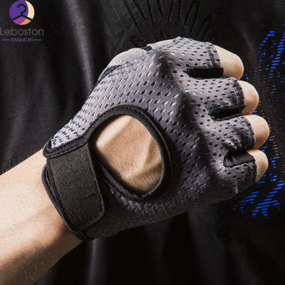 Leboston (ถุงมือ) ฟิตเนสถุงมือครึ่งนิ้วสำหรับผู้ชายผู้หญิงตาข่ายระบายอากาศบางถุงมือกีฬาสำหรับยิมกีฬา Cycling