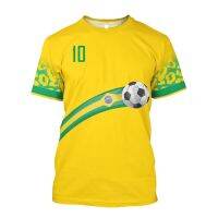 2023 Customized Fashion Brazil Flag National Emblem Print T-Shirt Men Jersey Graphic T-Shirt Football Contest T-Shirt，Contact the seller for personalized customization