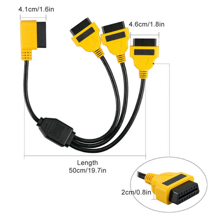 OBD2 Extension Cable OBD2 Cable 1 to 3 Converter Adapter 50 cm OBD2