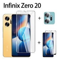 3in1สำหรับฟิล์มกระจกใส Infinix Zero 20 + ปกป้องหน้าจอกระจกนิรภัยป้องกันเต็มพื้นที่ + ฟิล์มป้องกันเลนส์กล้องถ่ายรูป