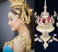 PIN รัดเกล้ายอดงานเพชรเกรดA มีทั้งเป็นเซตและเฉพารัดเกล้าเครื่องประดับชุดไทย.