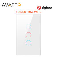 AVATTO Tuya US Zigbee Wall Switch ไม่ต้องใช้สายกลาง,สวิตช์ไฟบ้านอัจฉริยะ123 Gang Works สำหรับ Alexa Home