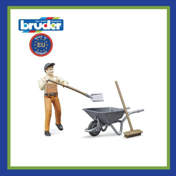 Bruder 60021 Construction Worker Medium Skin w/ Accessories 6.6.6- Bruder Toy Sh