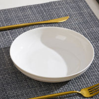 Japanese Style Creative Simple Pure White Bone China Dish Soup Plate Round Chinese Household Ceramic Tableware Dish Rice Plate