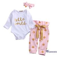 HCE-3Pcs หญิงน่ารัก Romper ชุด + ชุดเด็กทารกชุด Playsuit ทารกแรกเกิด