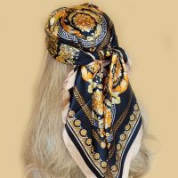 Fashion Travel 90X90CM Bandannas Popular New Style Silk Scarves Four Seasons Beach Sunscreen Shawls Luxury Print Square Kerchief