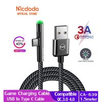 สายเคเบิล MCDODO USB C ชนิด C ชาร์จเร็วสำหรับโทรศัพท์มือถือ S20 LED 90องศาสายชาร์จส่งข้อมูล