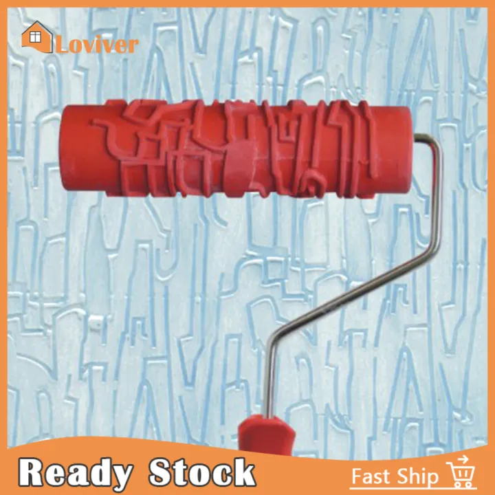 Loviver 7Inch Embossing Paint Roller with Design Pattern Brush Tools with Handle for Wall Decor