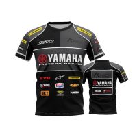 เสื้อพิมพ์ลาย Yamaha Factory ผ้าแห้งเร็ว ขี่มอเตอร์ไซค์  เสื้อยืดแขนสั้นใส่สบาย ๆ เสื้อการแข่งขัน