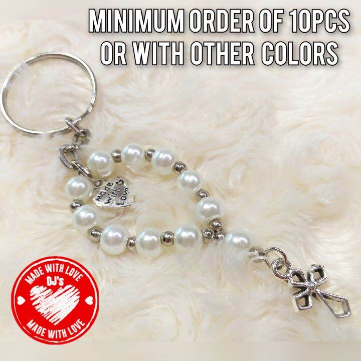 Keychain Mini Rosary 3 Souvenir White For Souvenir, Birthdays, Baptism