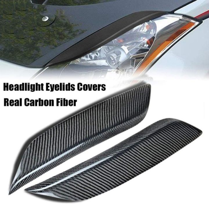 black-carbon-fiber-headlight-eyelids-covers-for-2003-2008-nissan-350z-fairlady-z-z33-pack-of-2