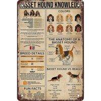 Basset Hound Knowledge ป้ายดีบุก: ตกแต่งผนังที่ไม่ซ้ำใคร,แผ่นโลหะสำหรับถ้ำผู้คน,บาร์,คาเฟ่,ห้องนั่งเล่น,สไตล์อเมริกัน,8X12นิ้ว