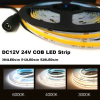 【cw】 COB LED Strip Light 384 512 528 Leds/m Dimmable Flexible Light Strip DC 12 24V Warm Cold White Soft Tape TV Background Car Decor ！