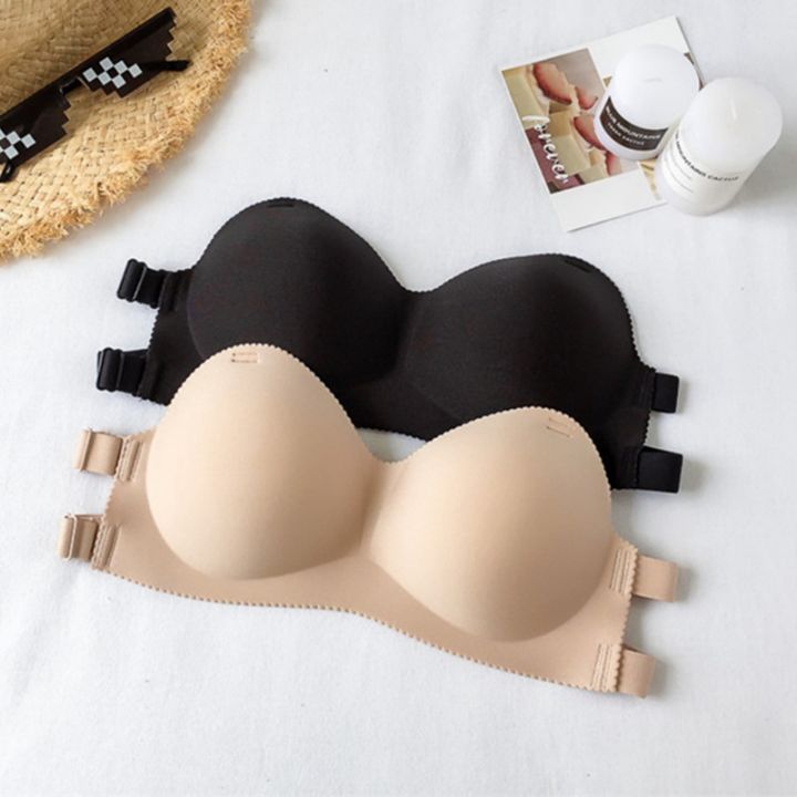 High Quality Strapless Gather Push Up Bra Invisible Transparent