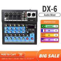 Audio Mixer DX-6 6Channel Music Mixer Portable Wireless USB Bluetooth Interface Computer Input 48V Phantom for Recording Studio