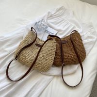 2023 Ladies Fashion Summer Straw Crossbody Bag Women Beach Holiday Shopping Bag Woven Shoulder Handbag Messenger Purses Bag