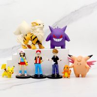 【LZ】♂  Pokémon Ash Ketchum Pikachu Modelo Action Figure Toy Set Arcanino Encantador Boneca Gengar Coleção Brinquedos Presente 8 peças por pacote