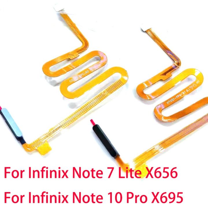 สำหรับ Infinix Note 7 Lite X656 Note 10 Pro ปุ่มโฮม X695เมนูกลับคืนลายนิ้วมือเซนเซอร์กุญแจสายเคเบิลงอได้พลังงาน