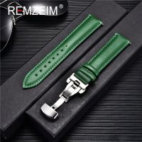 18mm 20mm 22mm 24mm Watch Band Genuine Cow Leather Watch Strap With Butterfly Buckle Bracelet Green Red Blue White Watchband