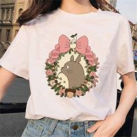 T เสื้อผู้หญิง Ghibli Hayao Miyazaki Totoro Spirit Away Vintage Aesthetic Graphic Tees ผู้หญิง Grunge Tshirt การ์ตูนหญิง