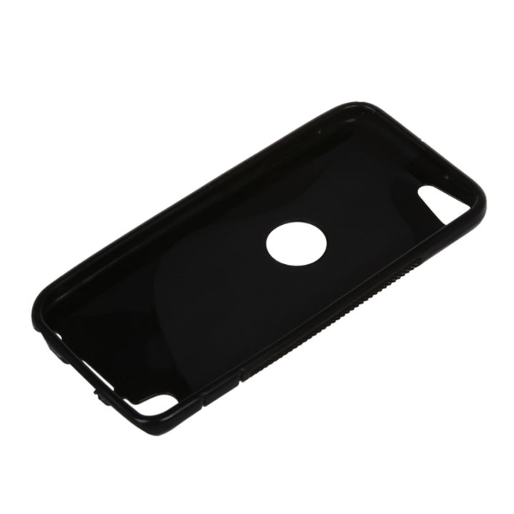 black-s-shape-tpu-rubber-case-with-free-reusable-screen-protector-compatible-with-apple-ipod-touch-5th-generation