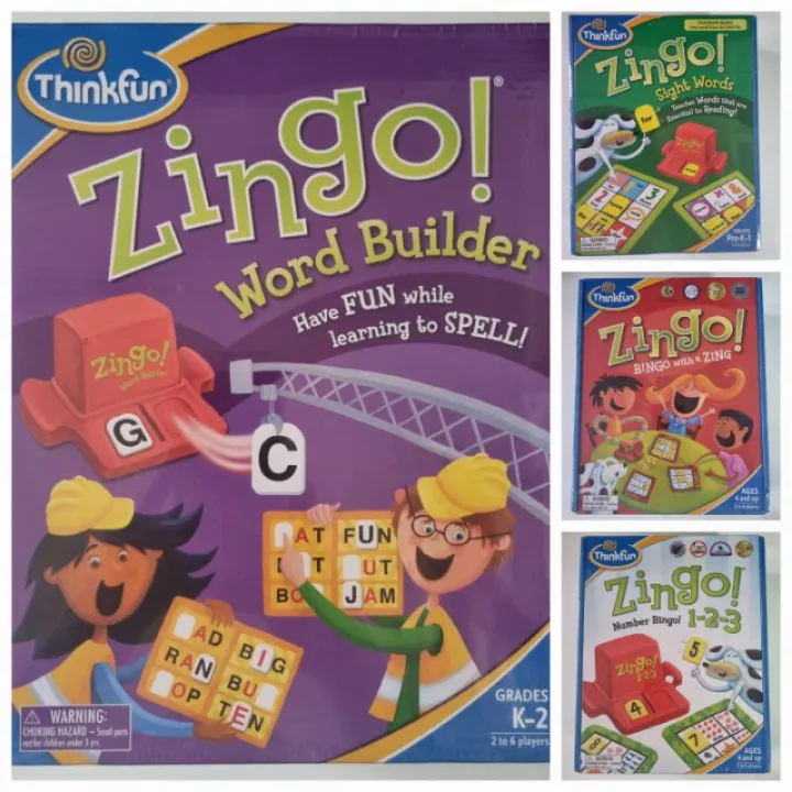 Authentic Thinkfun Zingo! Bingo with a Zing, World Builder, Sight Word ...